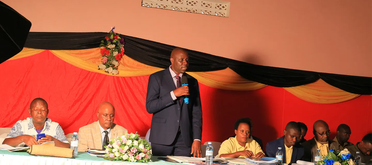 Chairman giving a speech at the AGM
